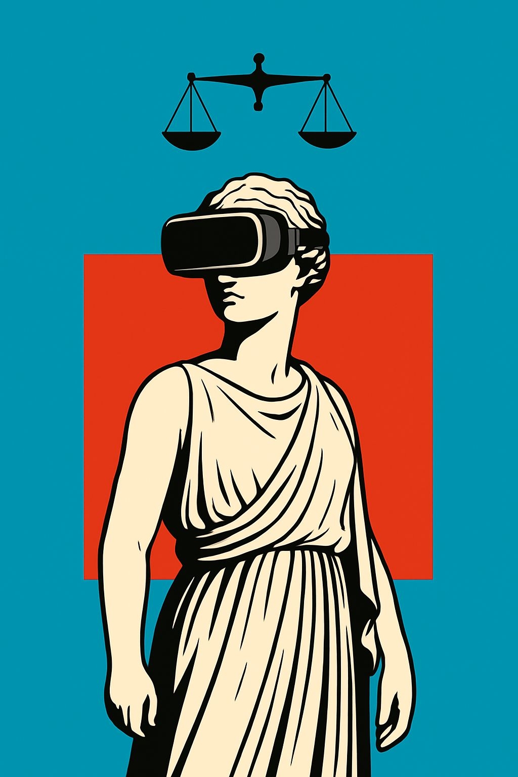 Modern Justice Statue with VR Headset Graphic T-Shirt