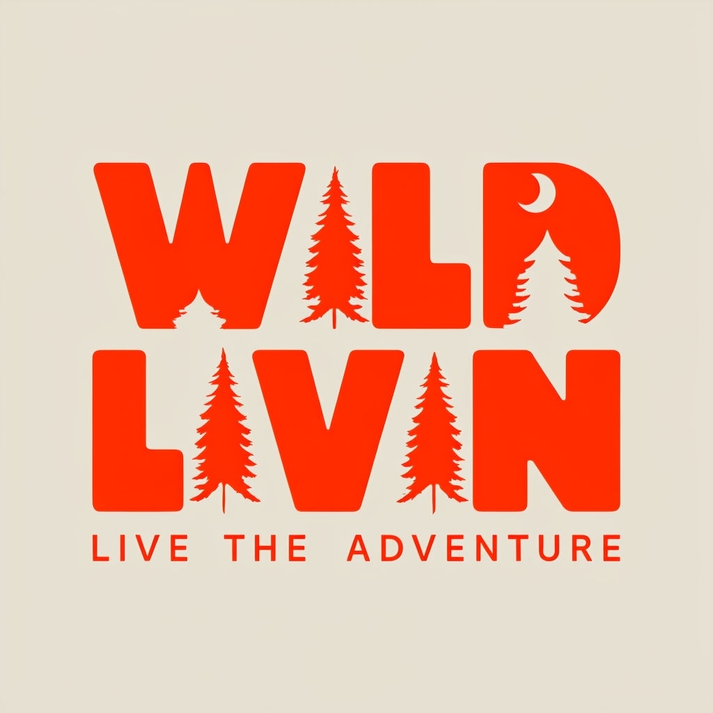 Bold Red 'WILD LIVIN' Adventure Typography Poster