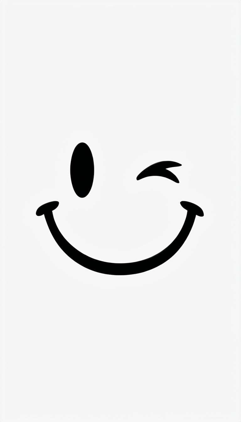 Minimalist Black Smiley Face Graphic on White Background Mobile Wallpaper