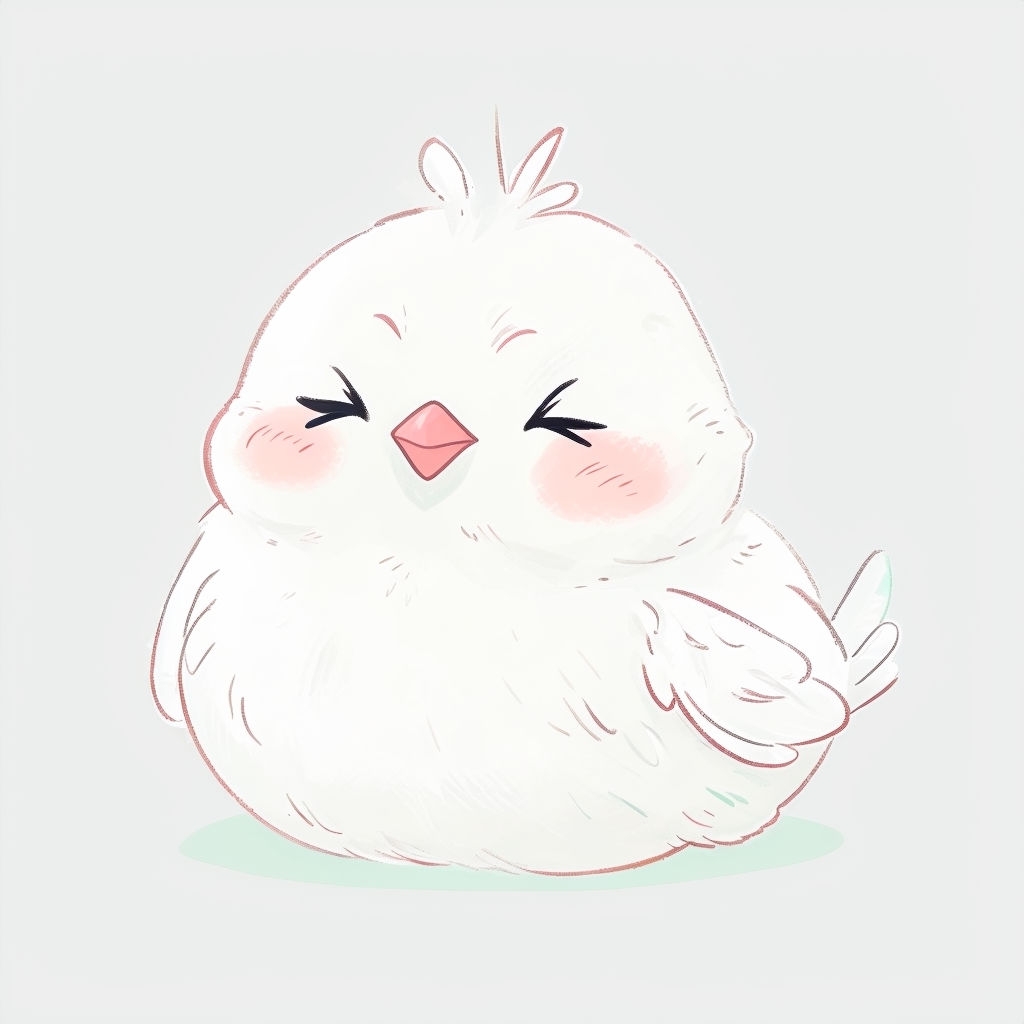 Cute Cartoon White Bird Illustration for Mug