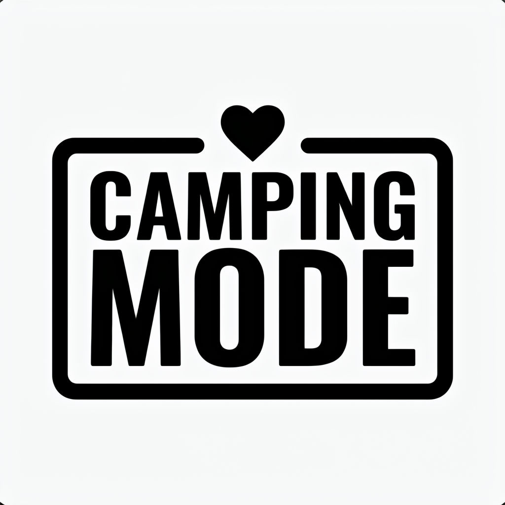 Minimalist Black and White Camping Mode Logo T-Shirt