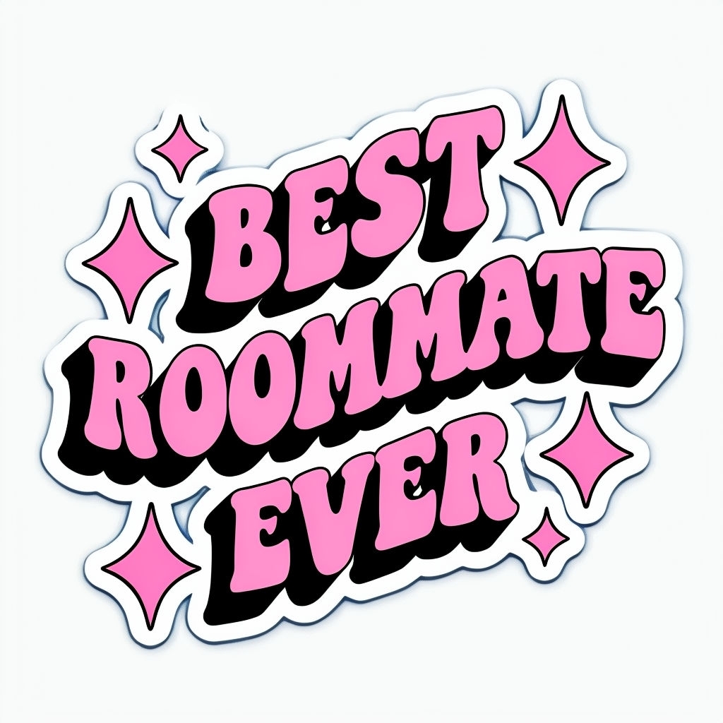 Cheerful Best Roommate Ever Typography with Stars Sticker