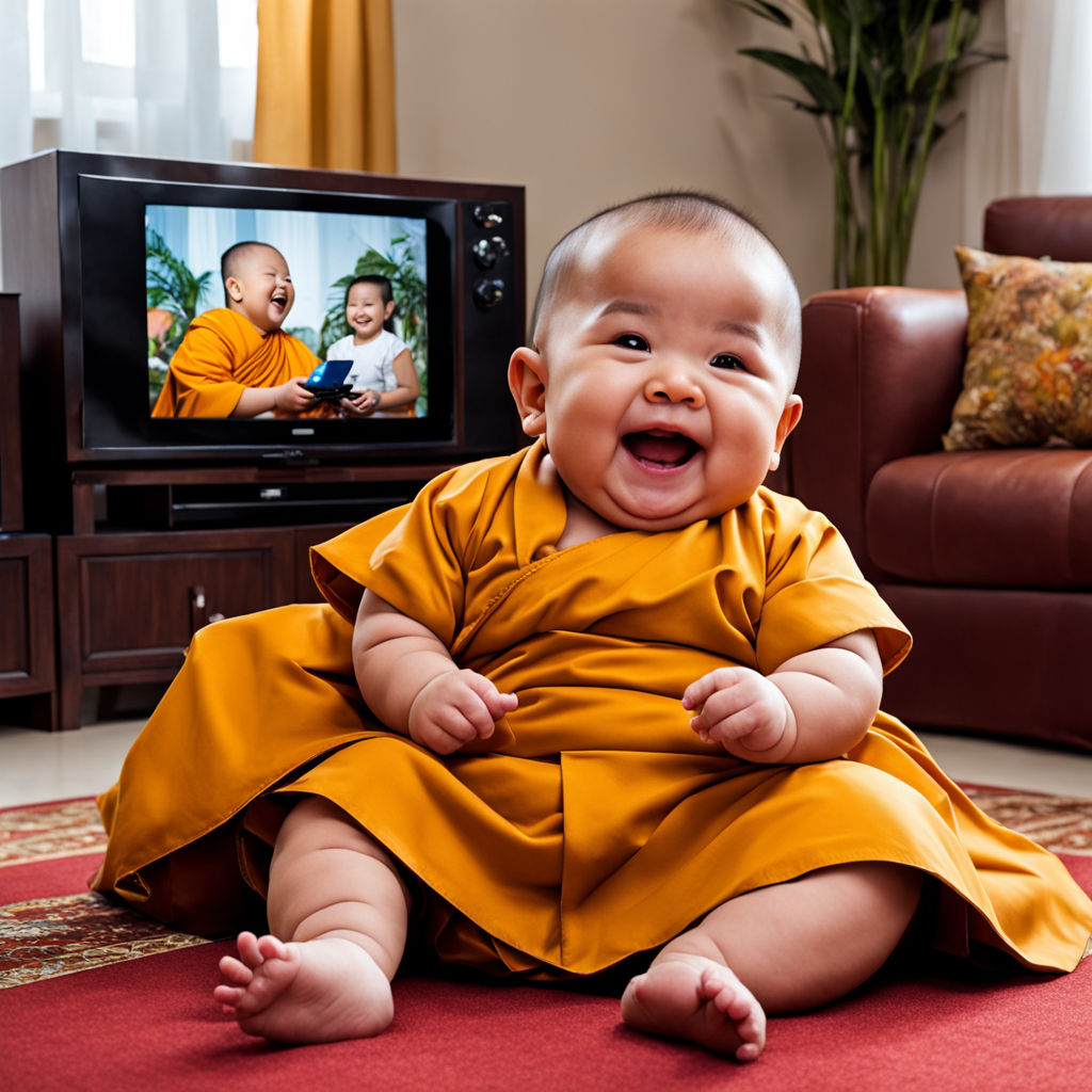 Monk fatty cute baby watching tv and laughing by mayuri kadam - Playground