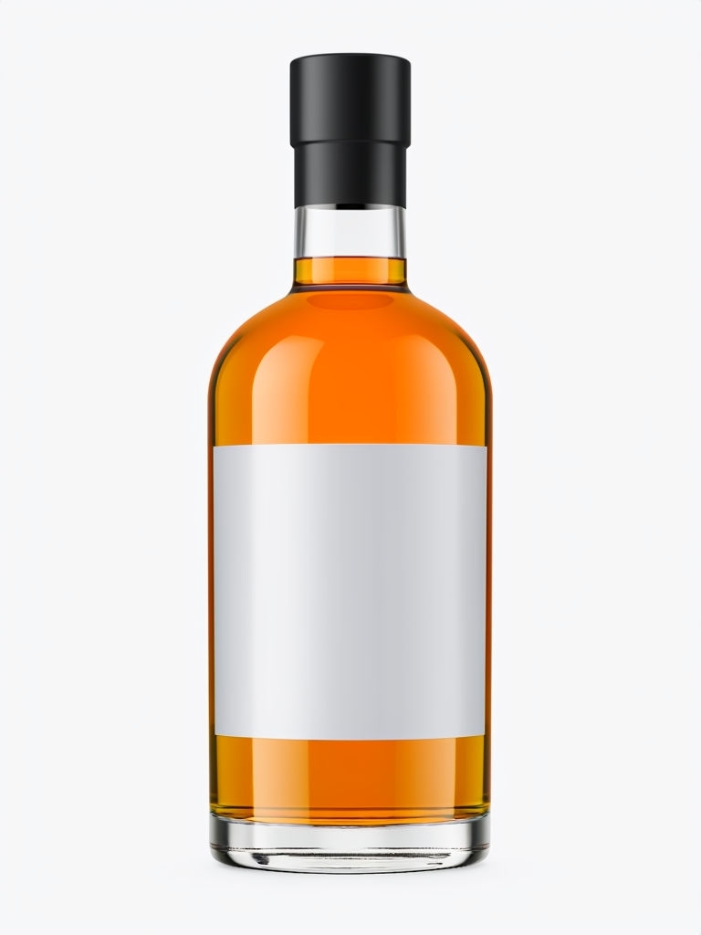 Realistic Whiskey Bottle Mockup with Clean Studio Lighting Mockup