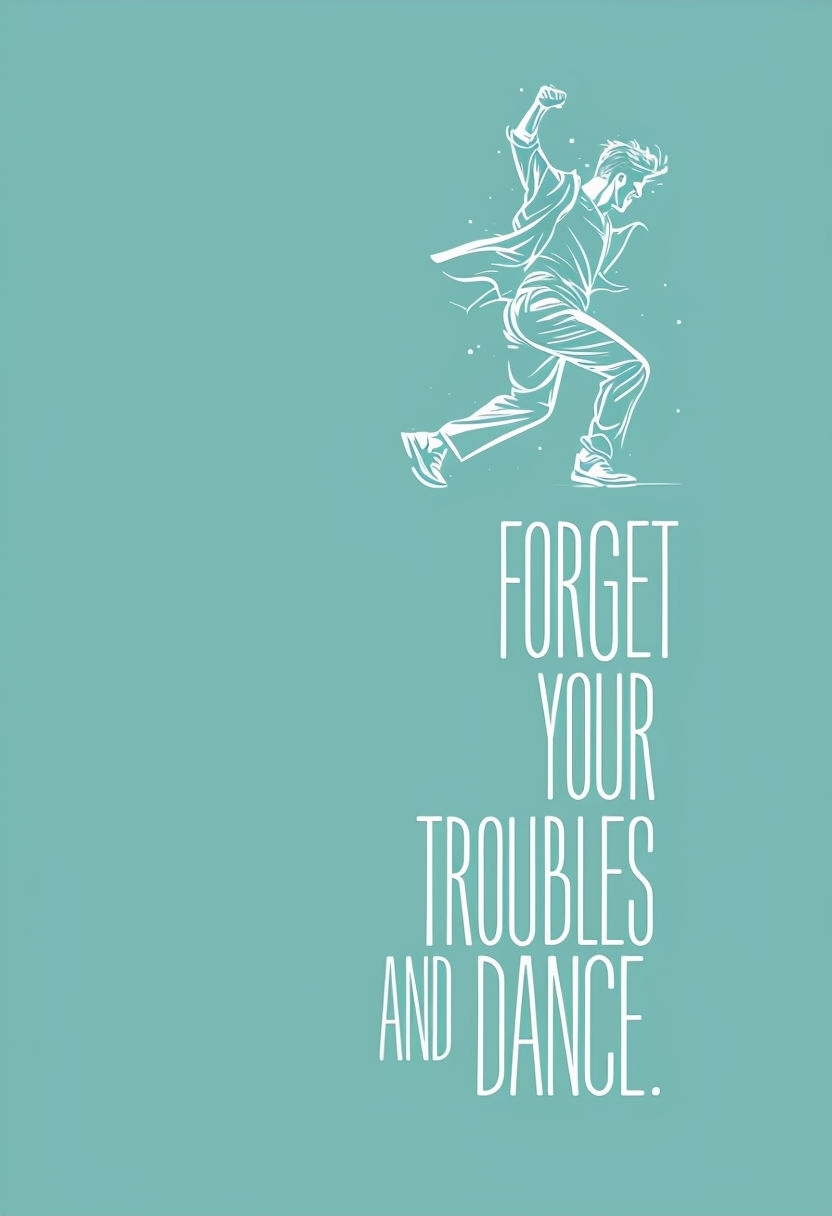 Uplifting Minimalist Forget Your Troubles and Dance Poster