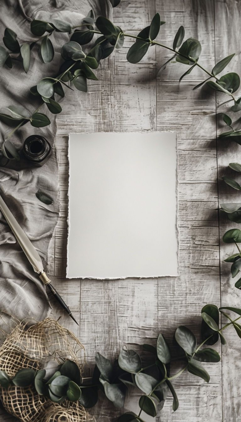 Rustic Quill and Foliage Mockup