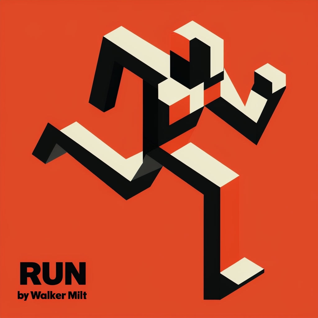 Abstract Geometric Running Figure Illustration for Spotify Album Cover