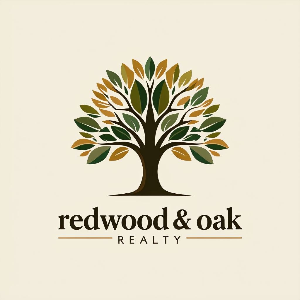 Stylized Tree Minimalist Logo for Redwood & Oak Realty