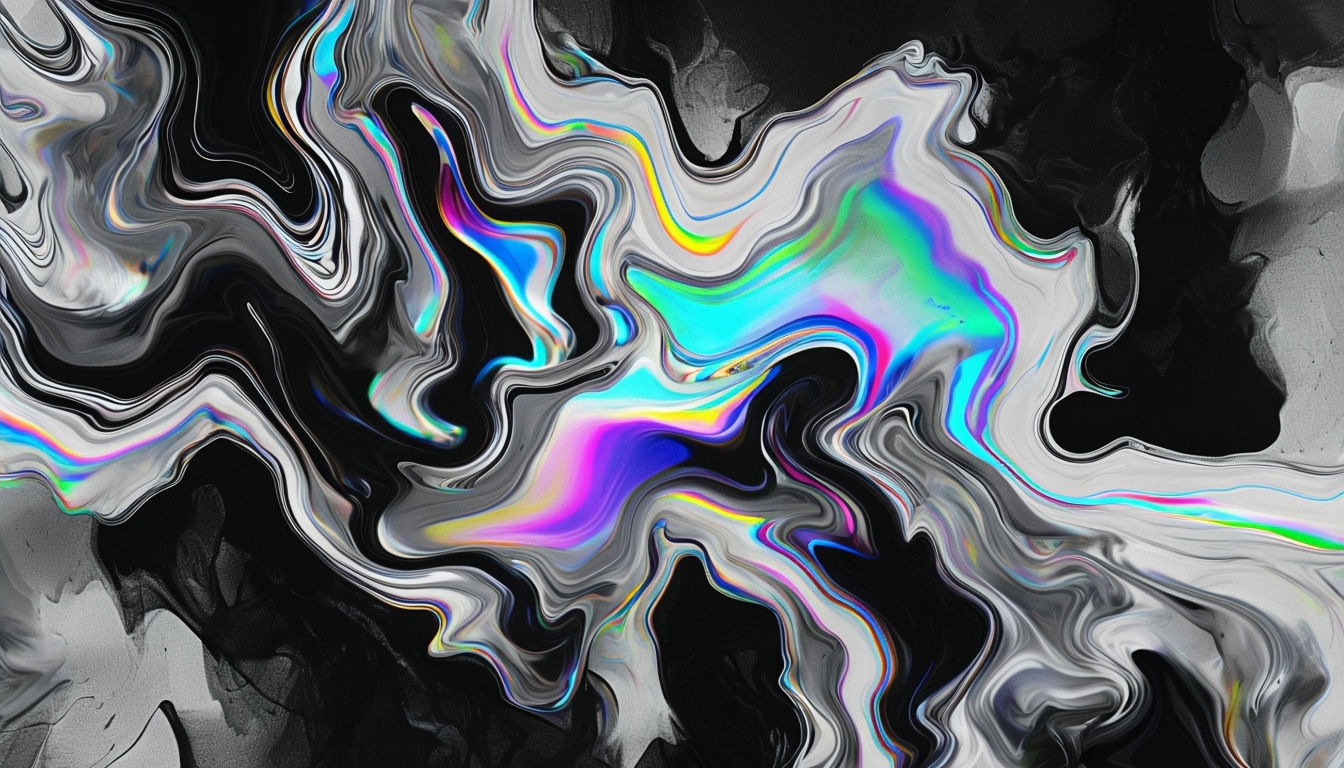 Psychedelic Iridescent Fluid Abstract Artwork Backgrounds