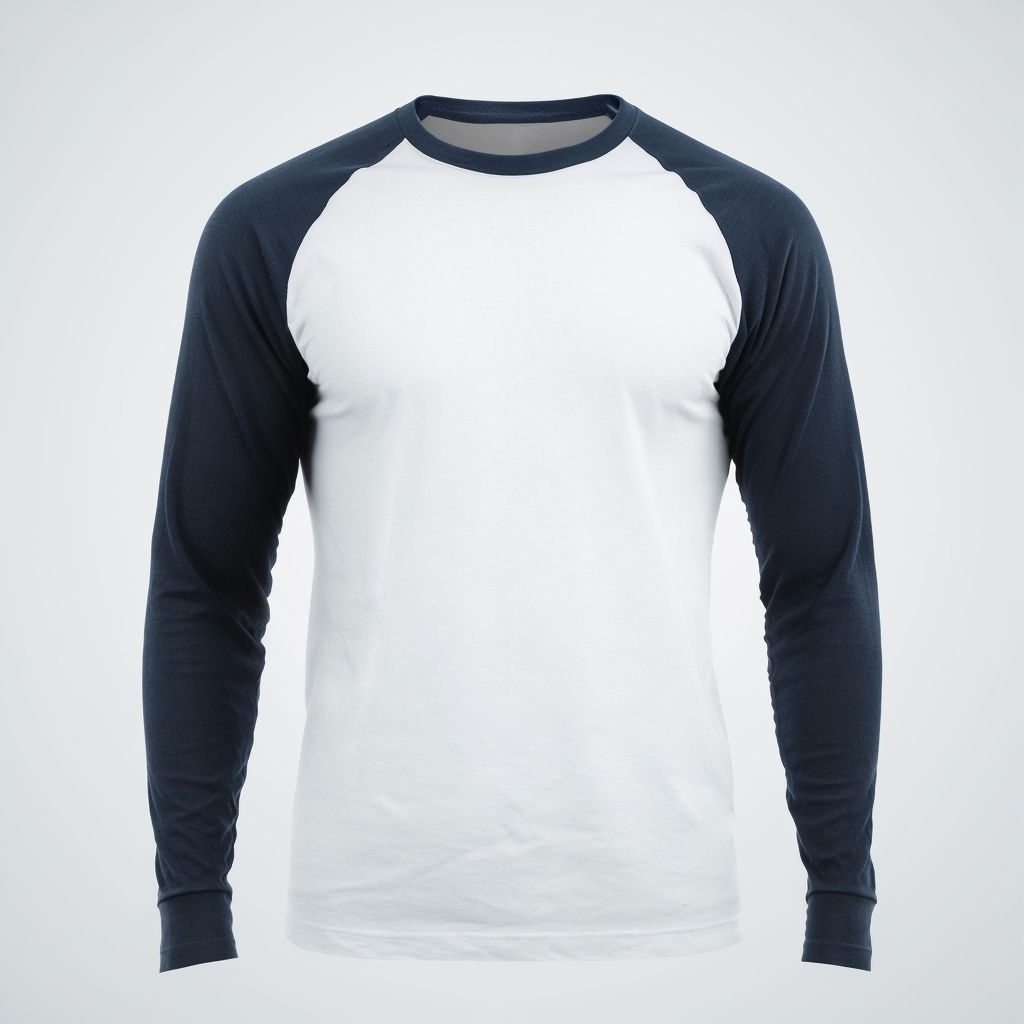 Minimalist Men's Navy Blue Retro Raglan T-Shirt Mockup