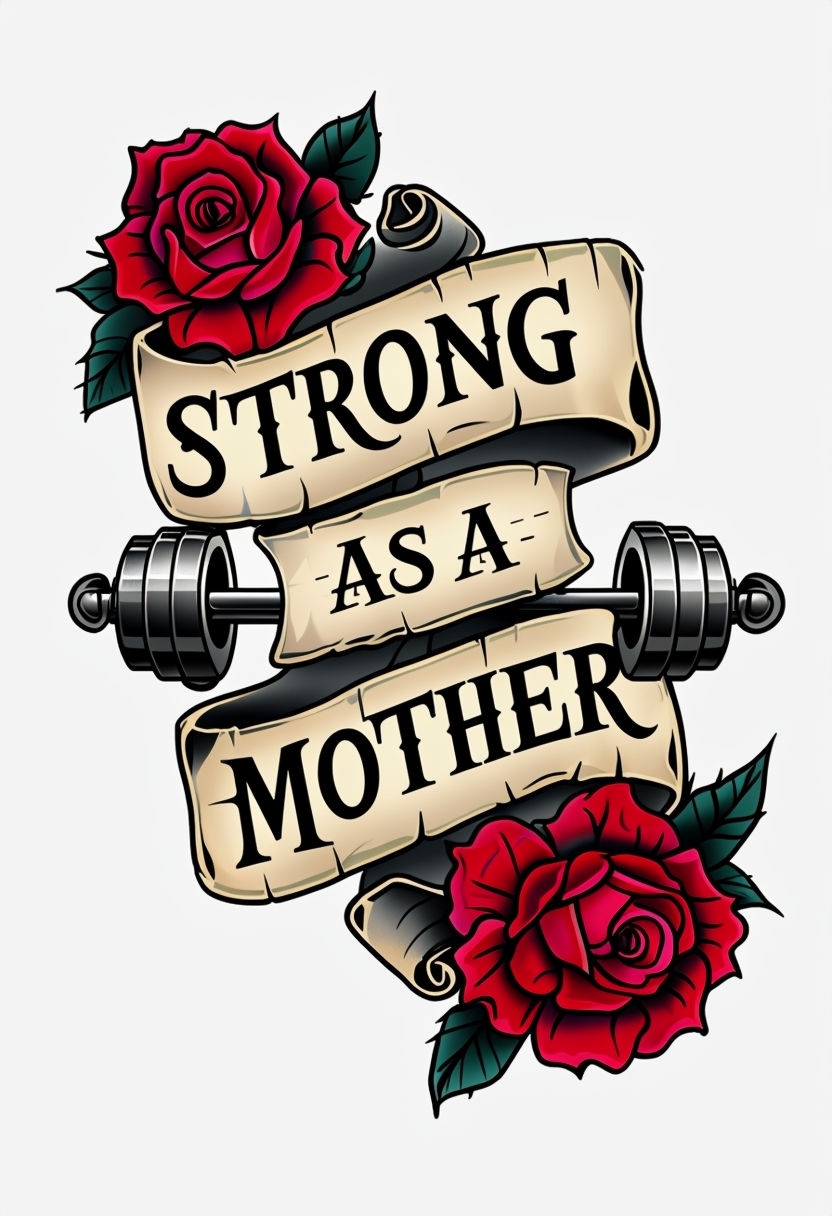 Strong as a Mother Barbell Tattoo Art T-Shirt