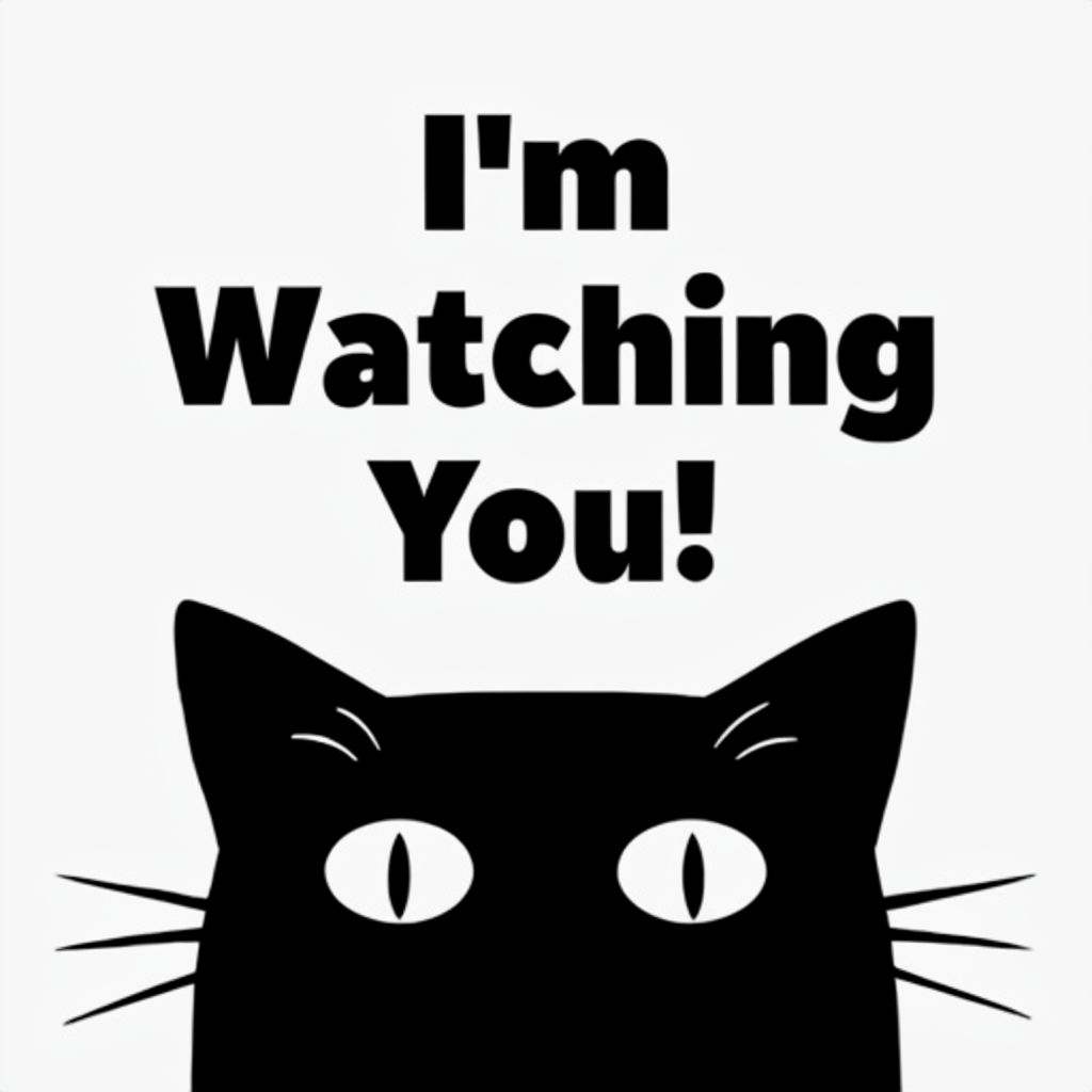 I'm Watching You Minimalist Black Cat Design Mug