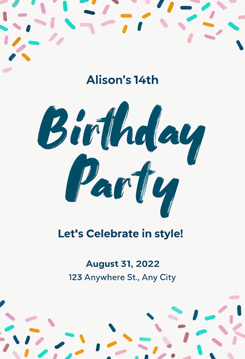 Minimalist Colorful Sprinkles Birthday Invitation for Alison's Celebration Cards & Invite