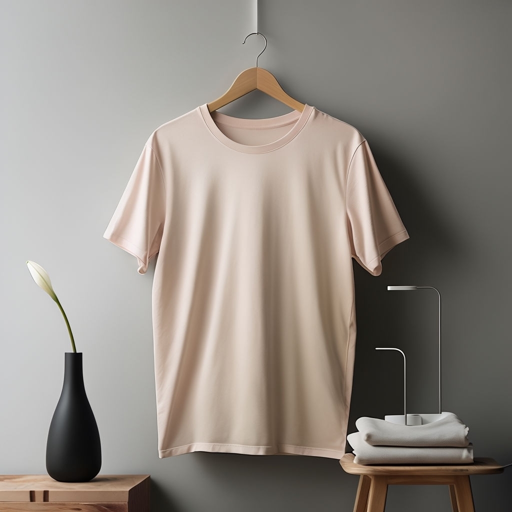 Light Pink Minimalist T-Shirt Hanger and Decor Mockup