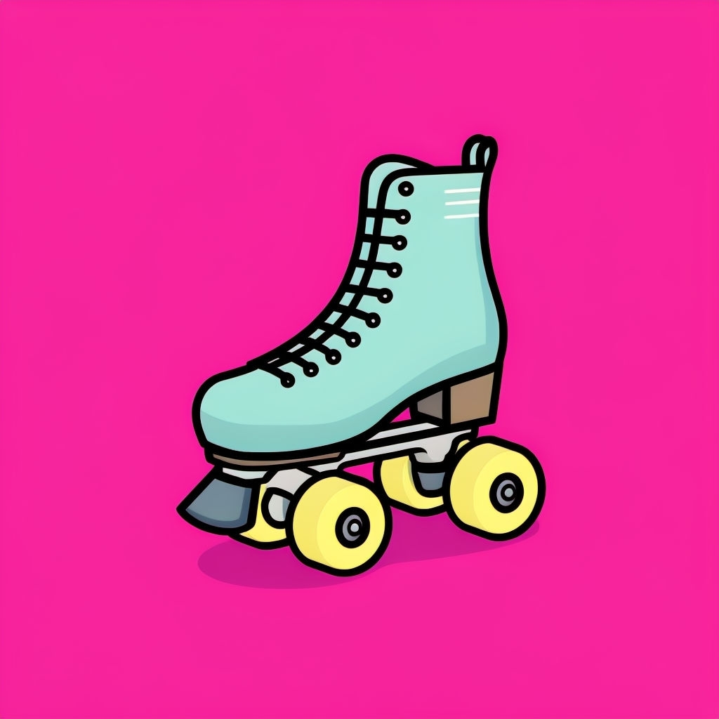 Retro Turquoise Roller Skate Flat Illustration Sticker