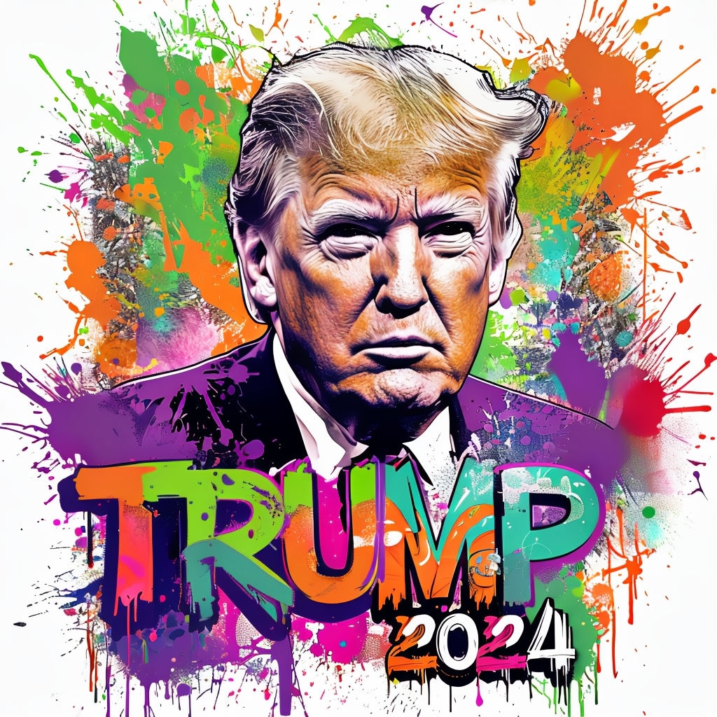 Exaggerated Donald Trump Art with Graffiti Background and Colorful ...