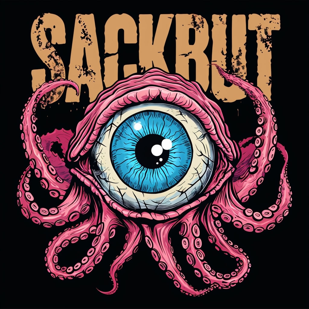 Monstrous Eye Creature with Tentacles and Grungy Title Art Spotify Album Cover