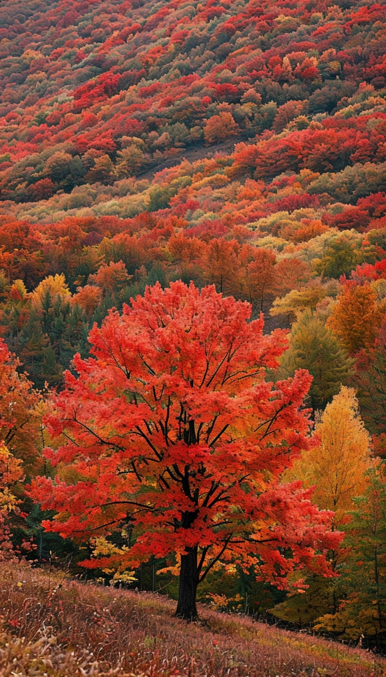 Vibrant Autumn Forest Landscape Photography Poster