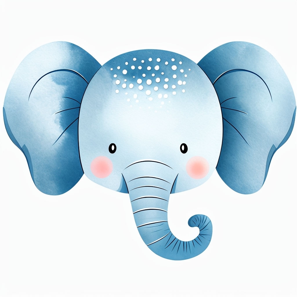 Adorable Cartoon Elephant Face Illustration for Mug