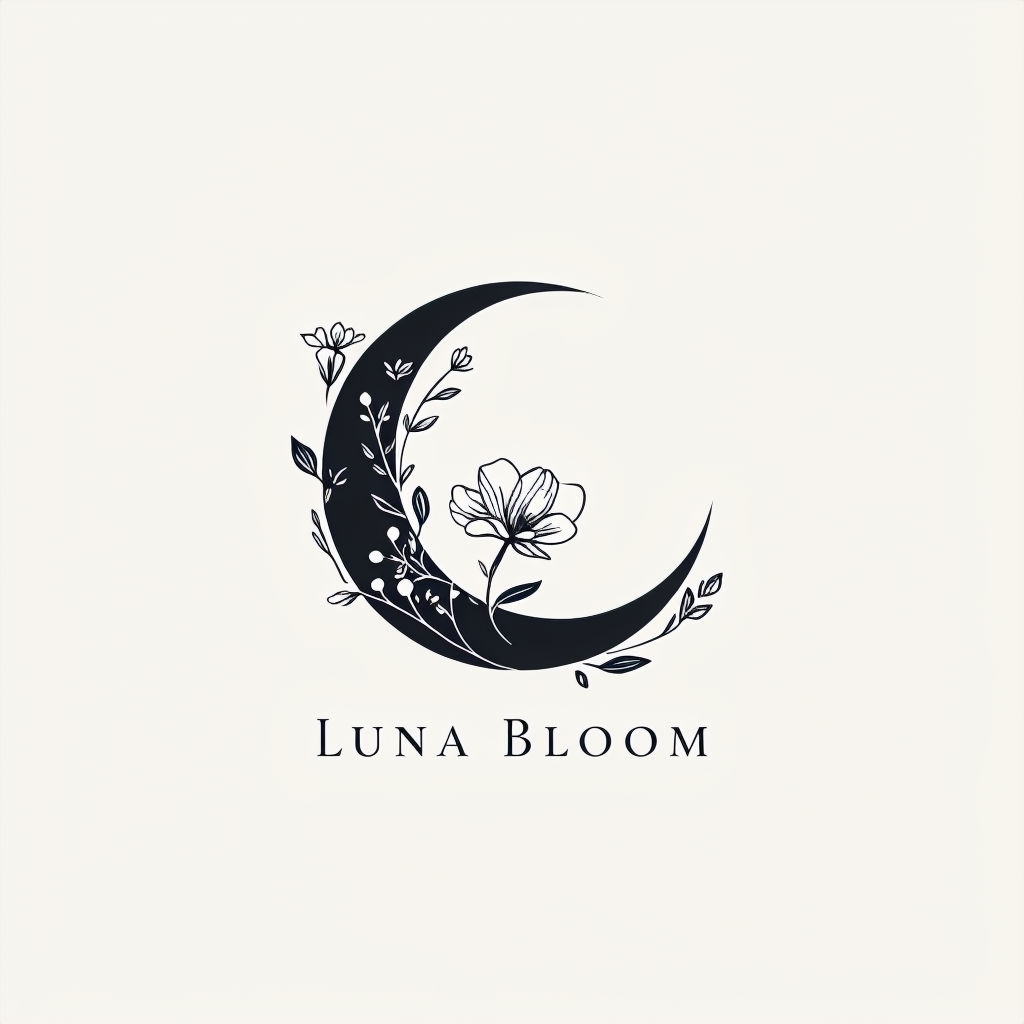 Elegant Luna Bloom Crescent Moon Floral Logo