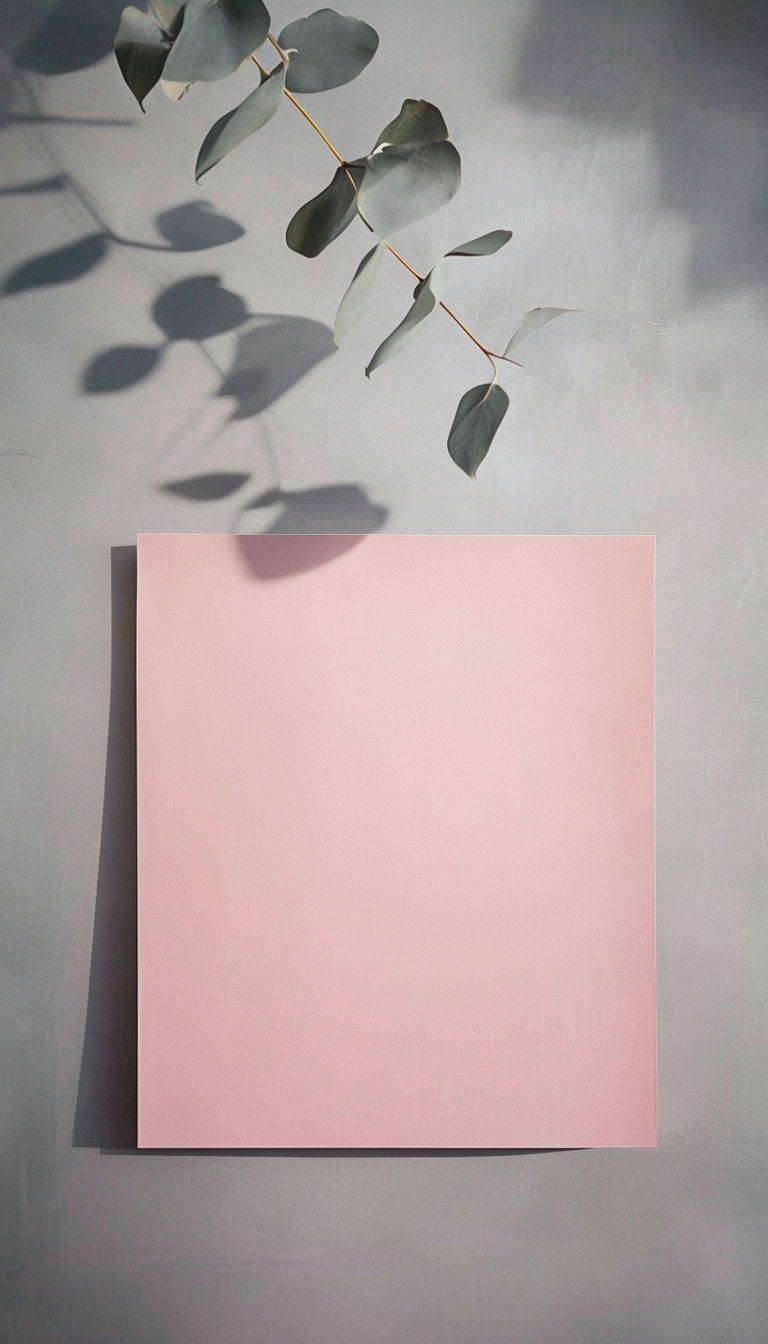 Tranquil Minimalist Pink Sheet and Eucalyptus Leaves Photo Social Media Post