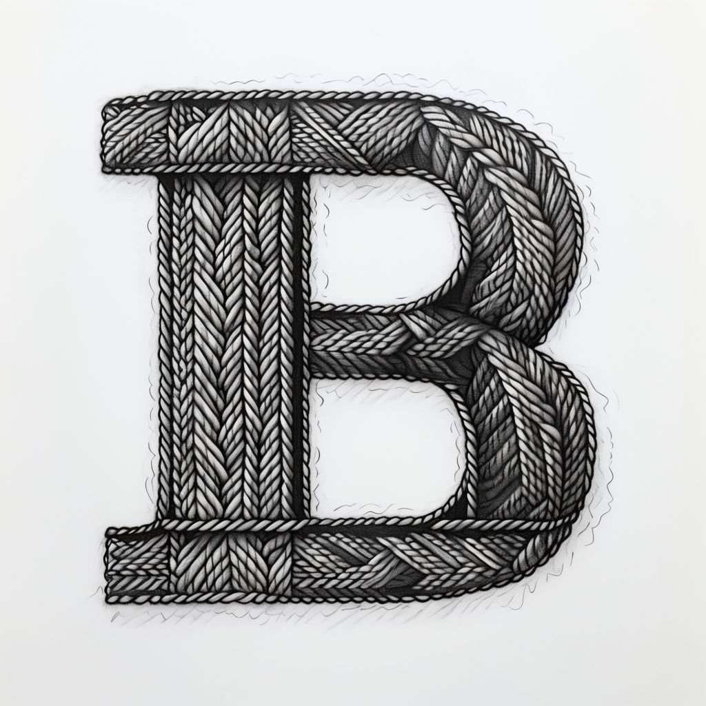 Cozy Black Knitted Letter B Monogram Design Sticker