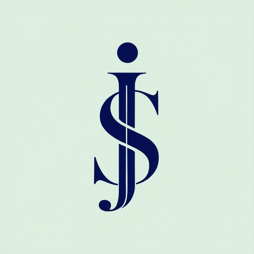 Sophisticated Deep Navy js Monogram Logo Design on Pale Green Background Monogram