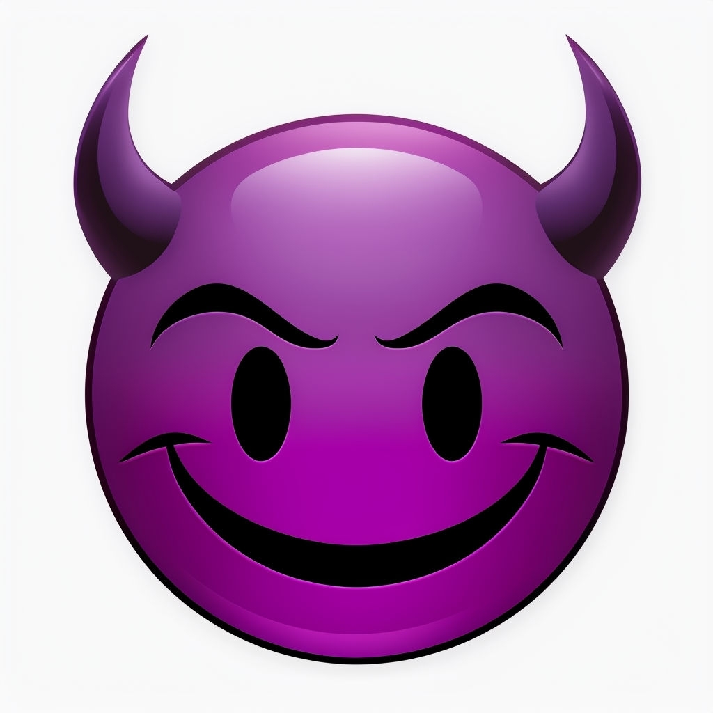 Devilish Purple Emoji Illustration with Mischievous Smile Sticker