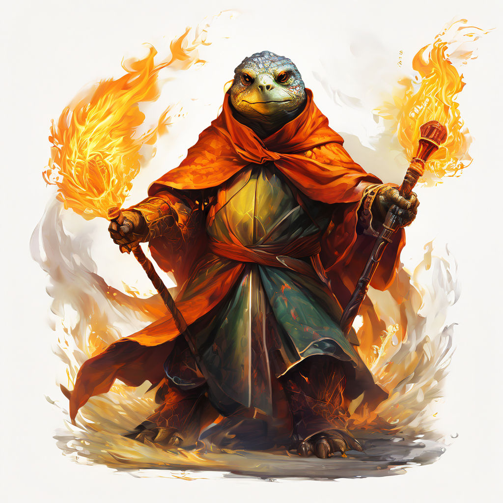 Humanoid Turtle sorcerer with a quarterstaff in one hand by Pierre-Luc ...