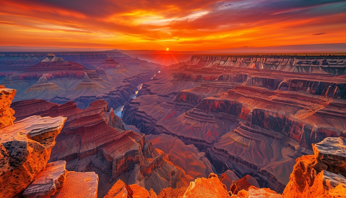 Dramatic Grand Canyon Sunset Panoramic Virtual Background