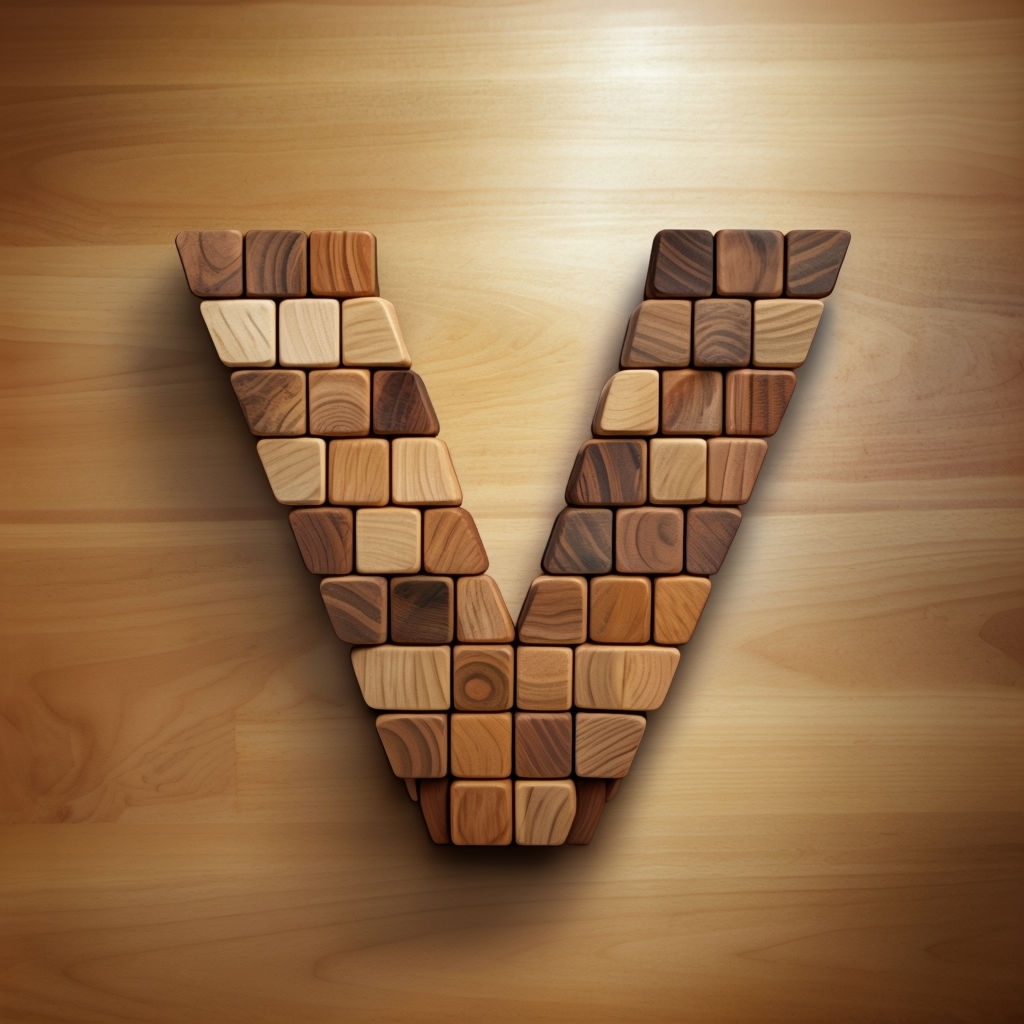 Elegant Wooden Letter V Logo Design for Modern Branding Monogram