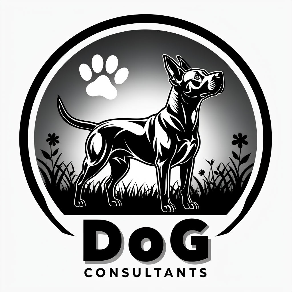 Stylish Black and White Dog Logo with Elegant Design