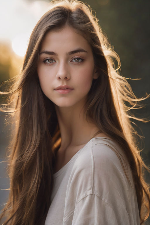 A photorealistic profile of a 21 year old woman with long by لينو خليل ...