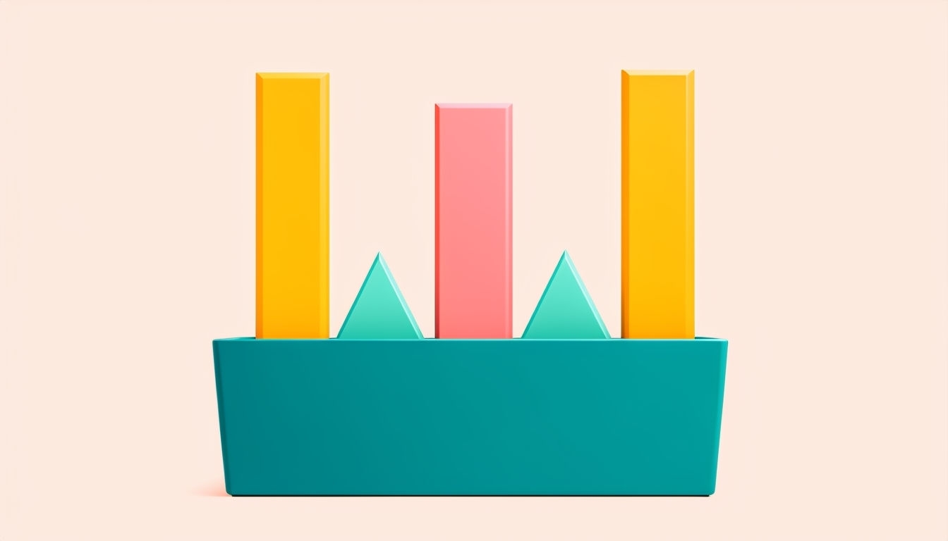 Teal Minimalist Planter with Geometric Shapes Illustration Background