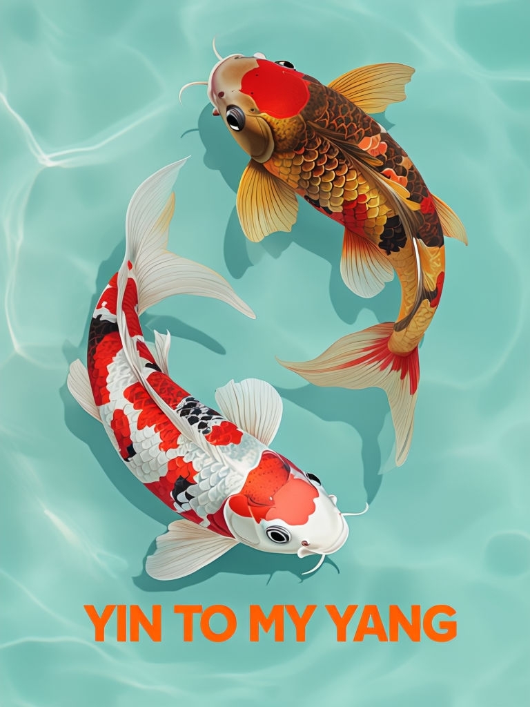 Tranquil Koi Fish Yin Yang Design with 'Yin To My Yang' Message Card