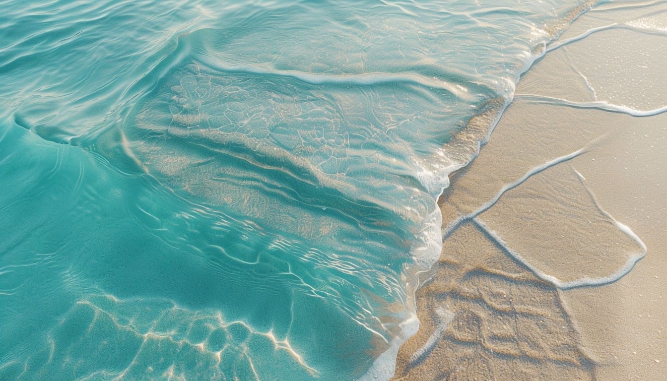 Minimalist Serene Waves on Sand Digital Artwork for Virtual Backgrounds