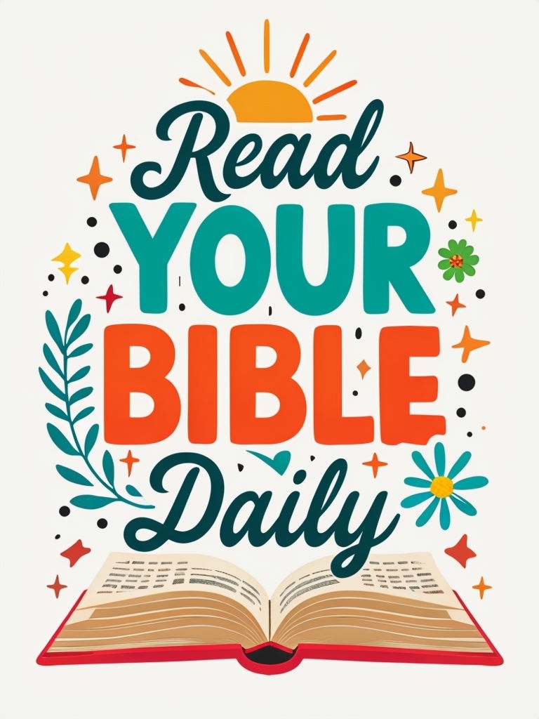 Colorful Motivational Read Your Bible Daily Art Design