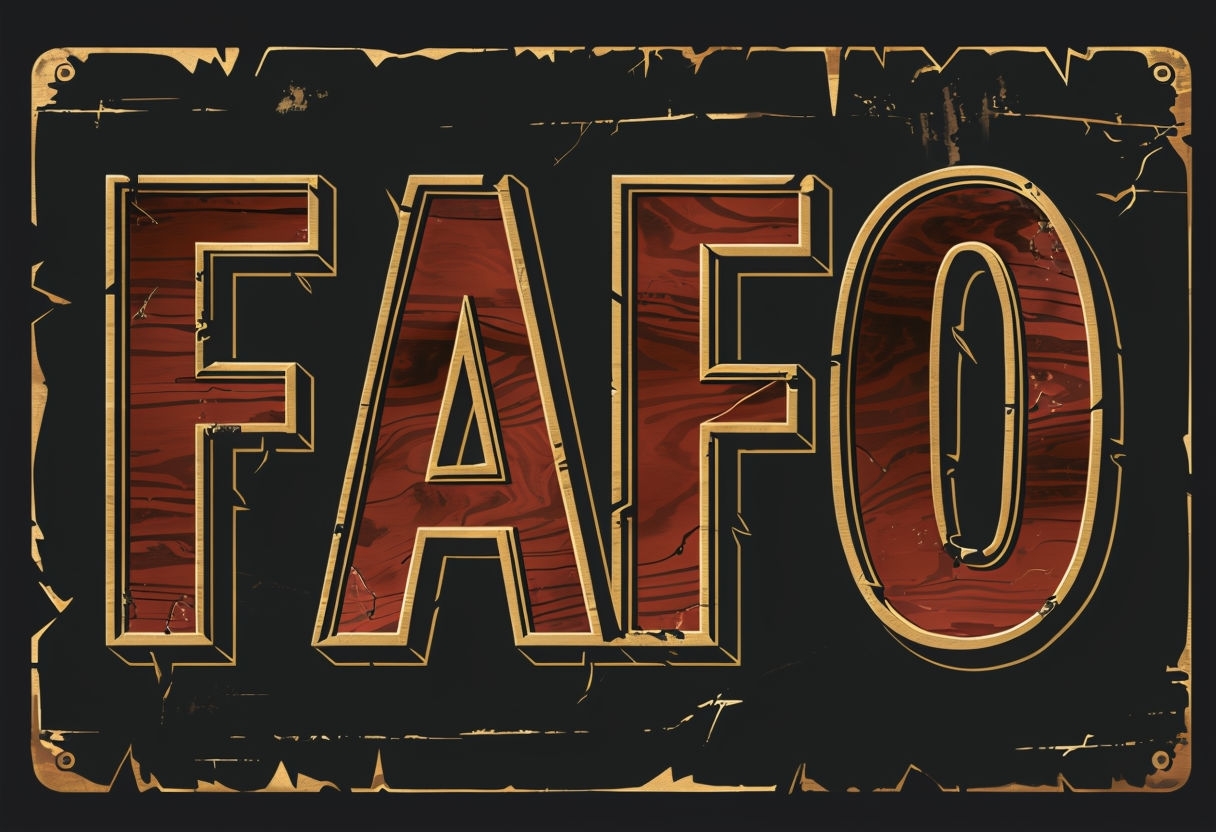 Vintage Retro FAFO Logo Illustration with Woodgrain Texture Logo