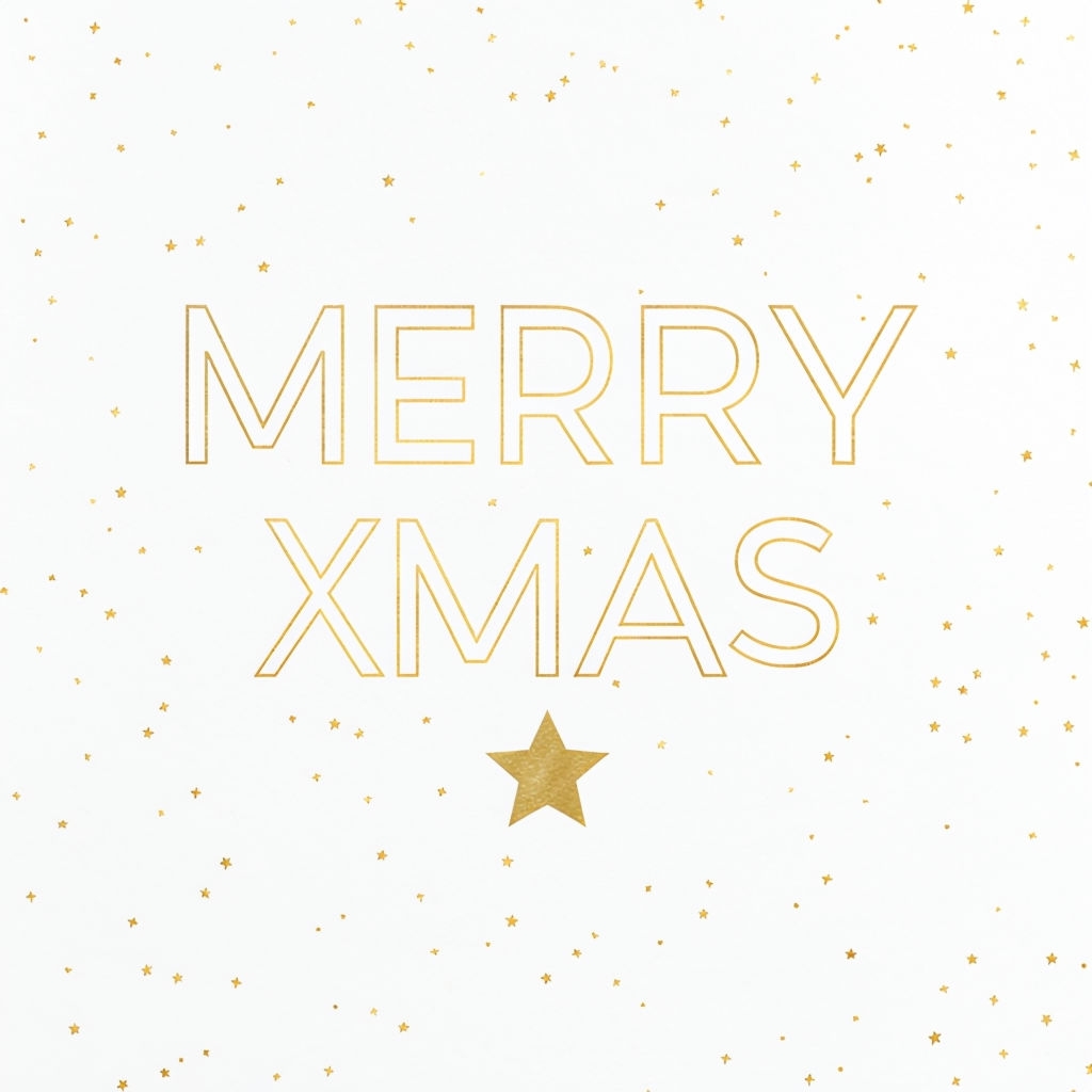 Elegant Minimalist Merry Xmas Card with Gold Stars Design