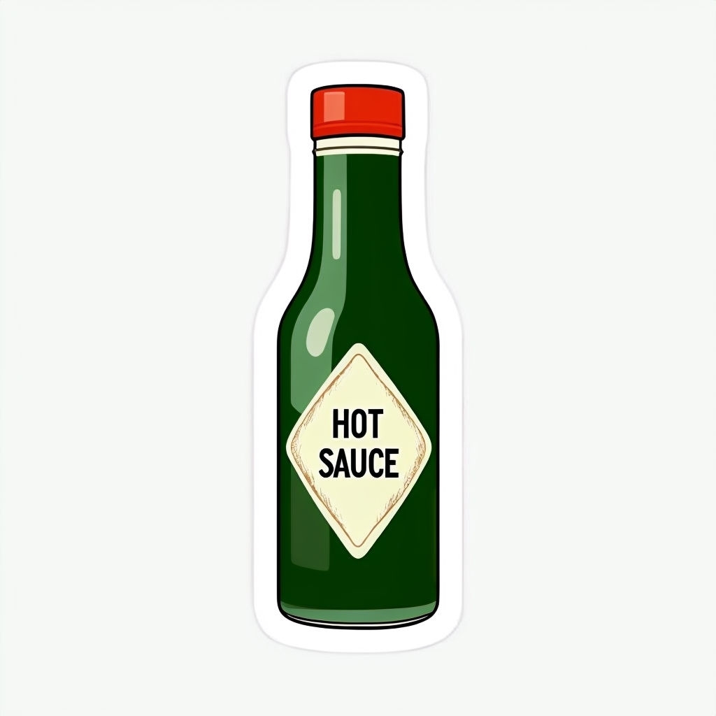 Glossy Forest Green Hot Sauce Bottle Sticker Design