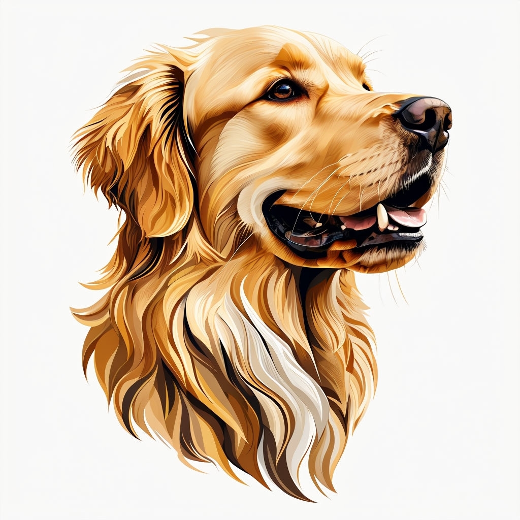 Golden Retriever Head Illustration with Detailed Fur Mug