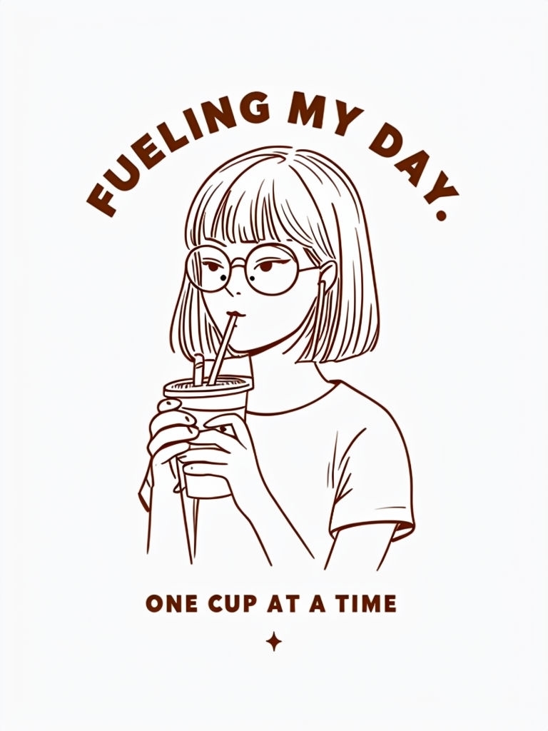 Fueling My Day Minimalist Line Art T-shirt Design