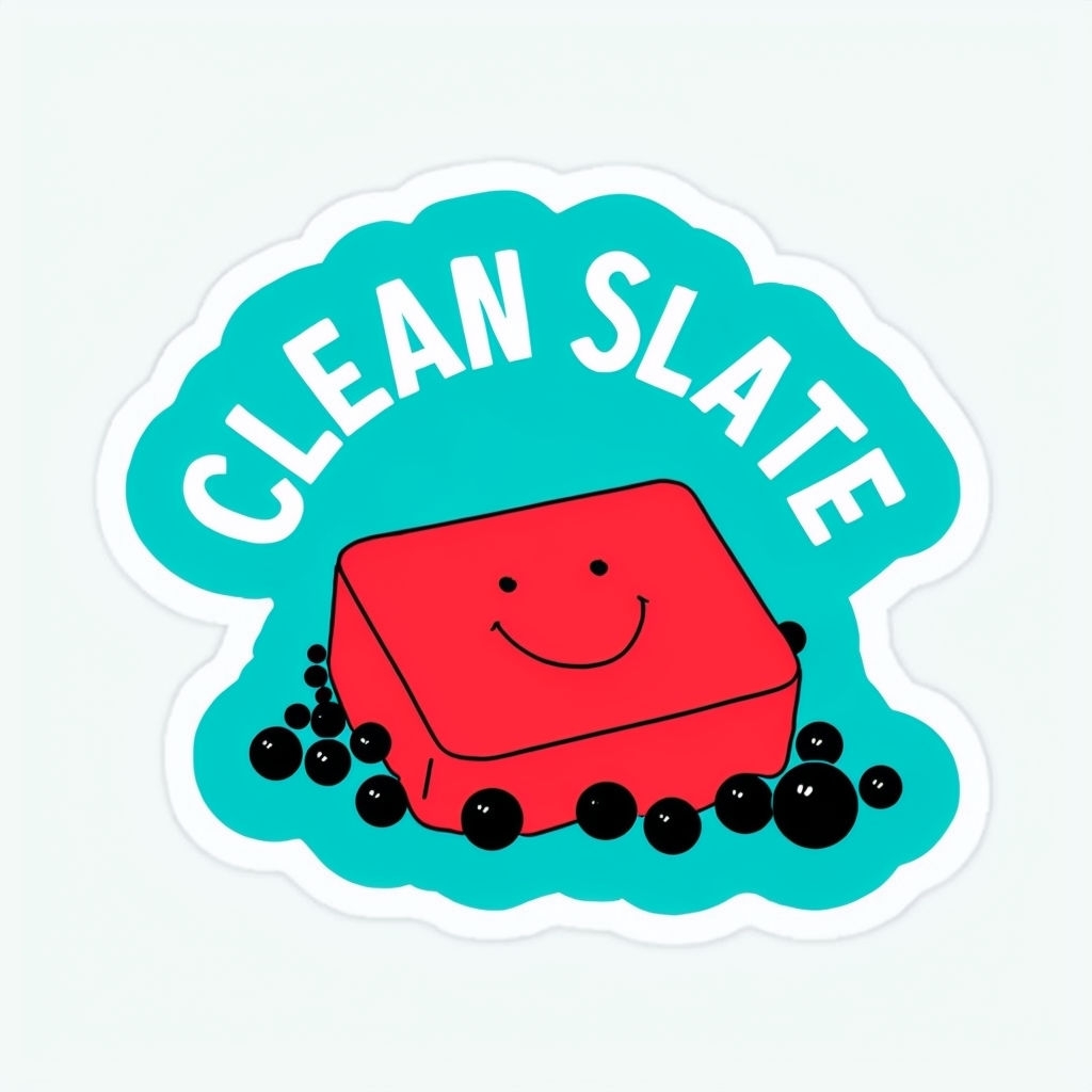 Playful Clean Slate Red Soap Bar Illustration Sticker