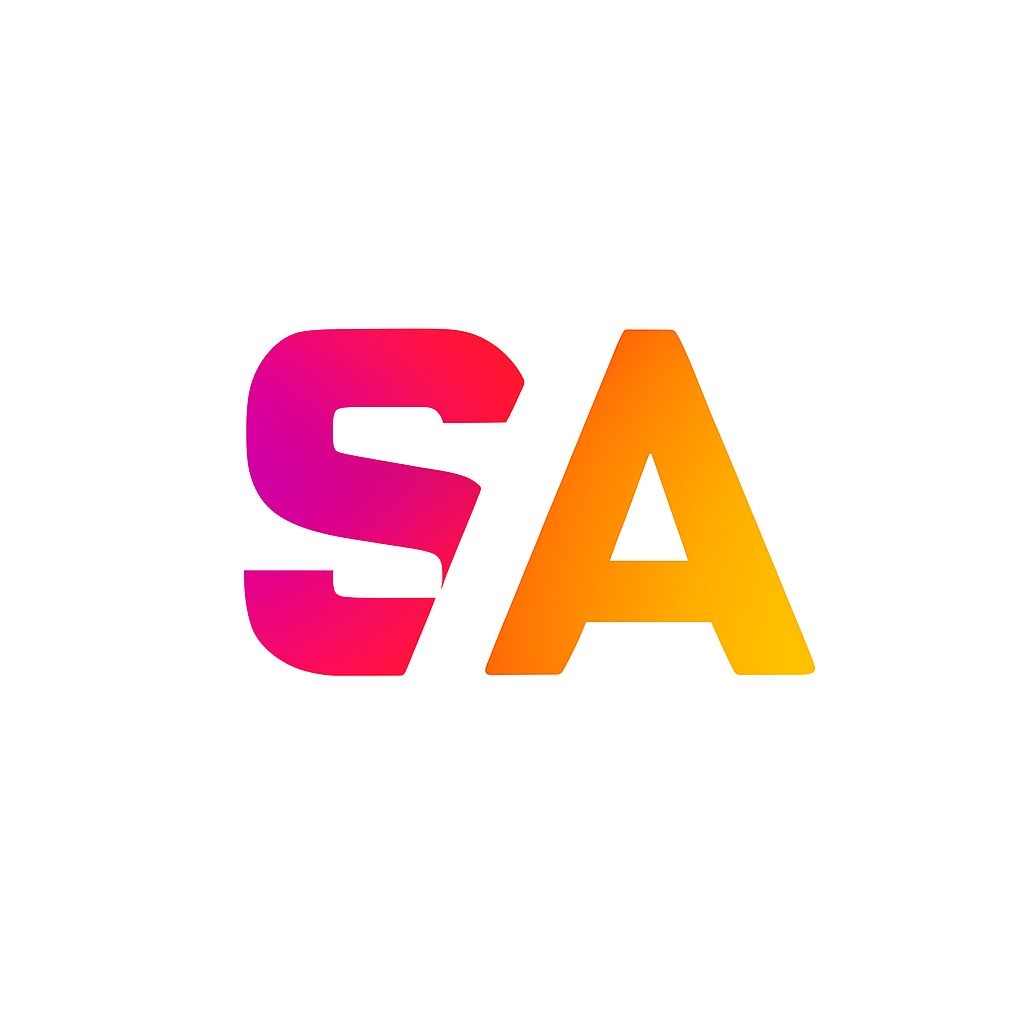 Dynamic Gradient SA Logo with Modern Typography