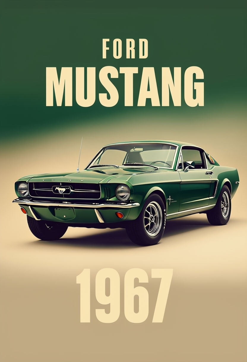Vintage 1967 Ford Mustang Retro Advertisement Poster