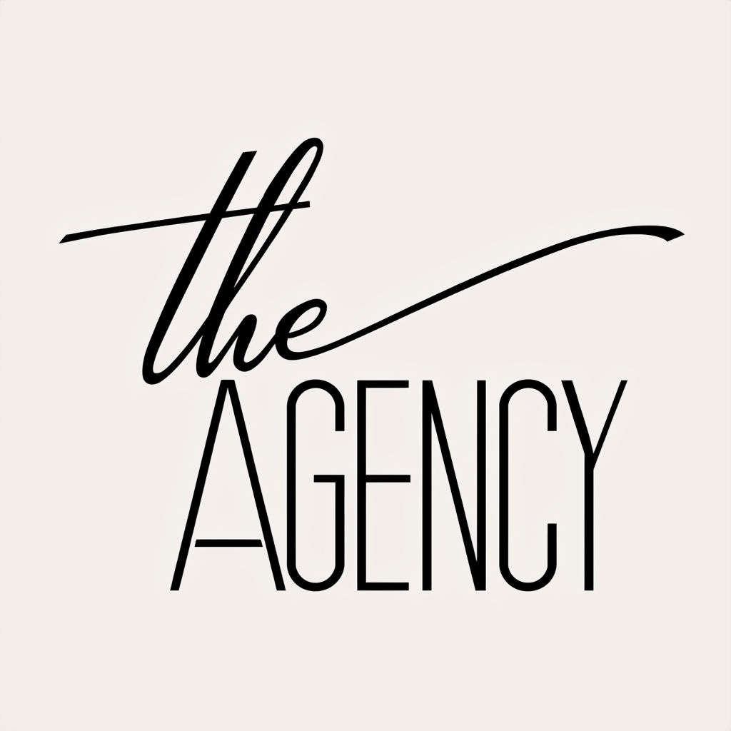 Minimalist Black Cursive 'the AGENCY' Logo Design for Branding Logo