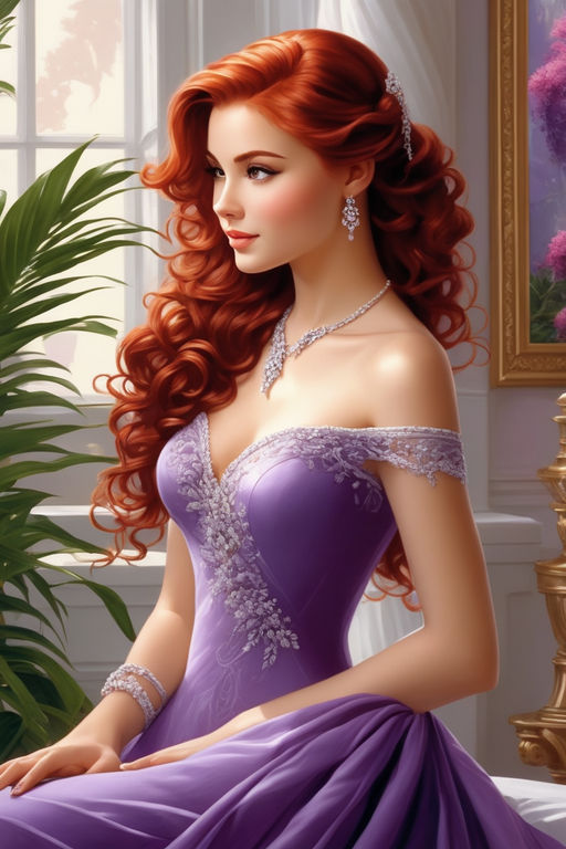 Auburn Hair with Purple Dress