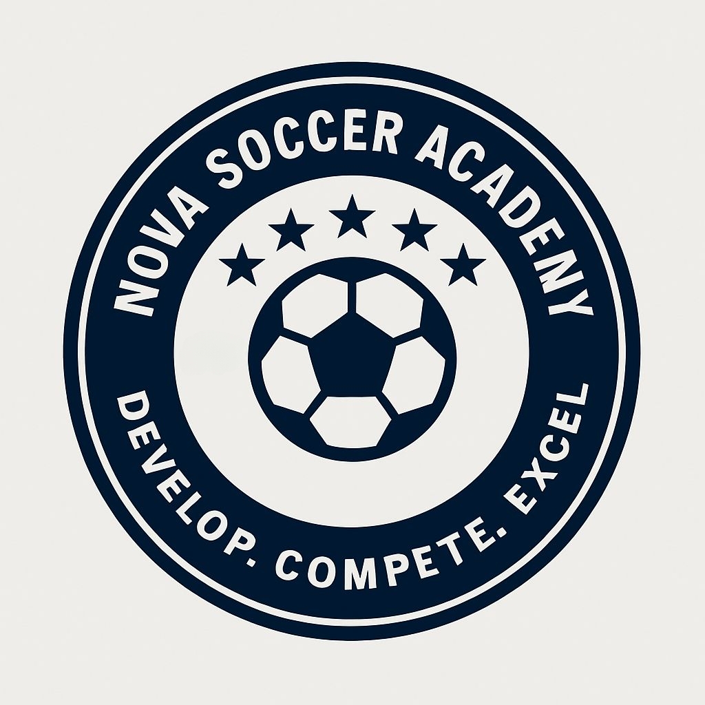 Modern Minimalist Navy Nova Soccer Academy Logo Design