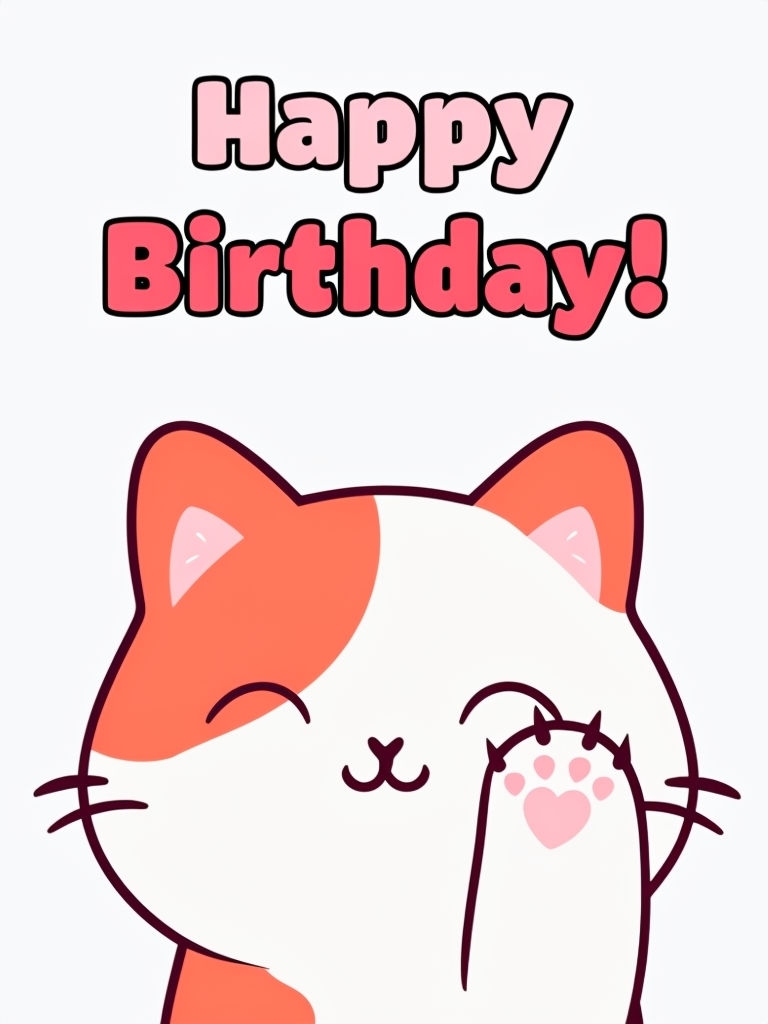 Cheerful Cartoon Cat Birthday Card Design for Celebrations Cards & Invites