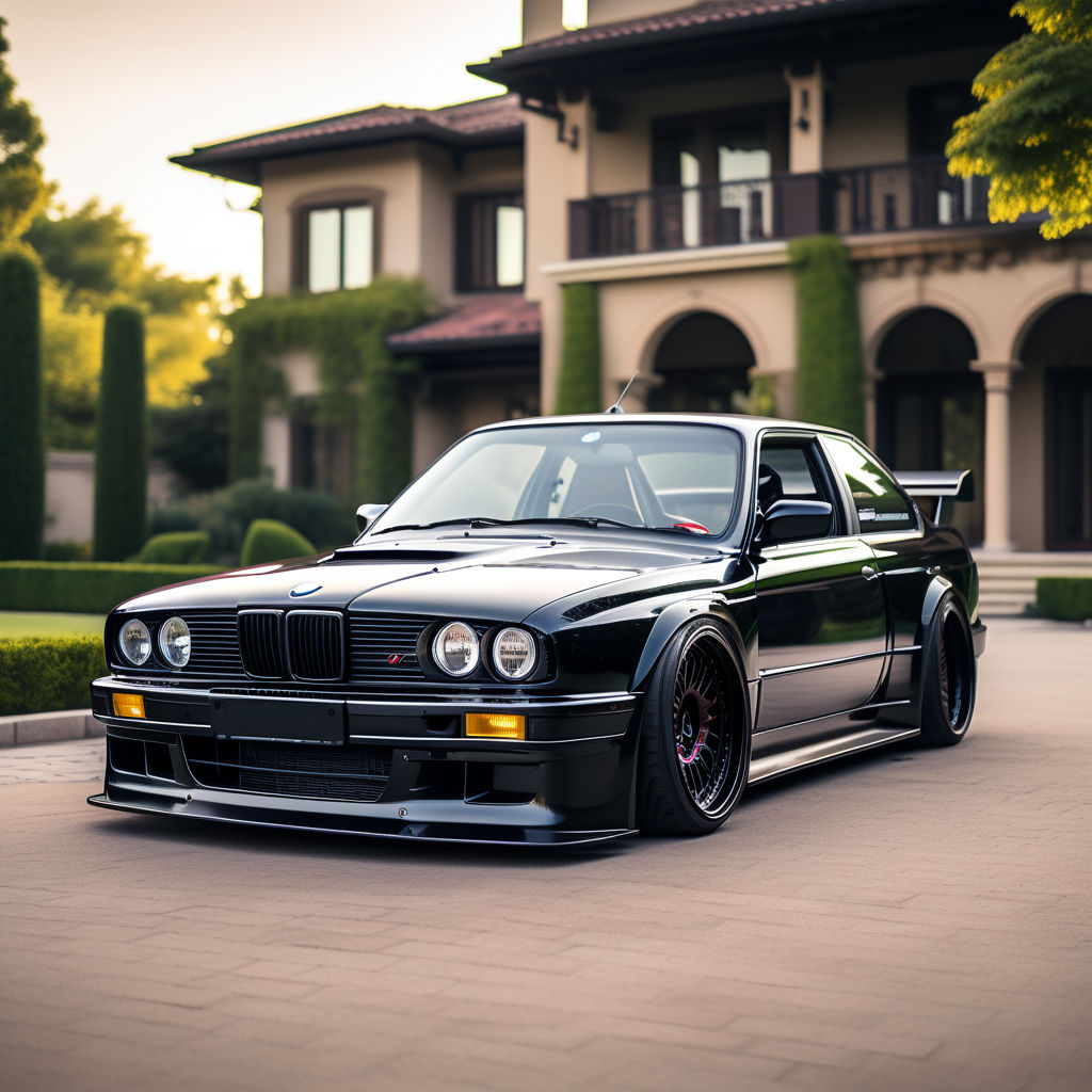 Cinematic side pic of matte black BMW E30 M3 Drift Tuning ca... by Cpt ...